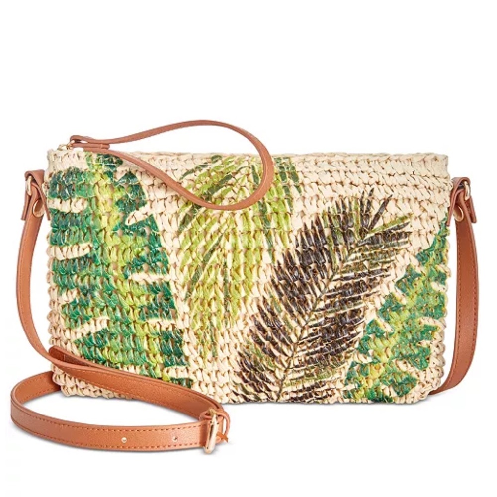 INC International Concepts Tropical Straw Crossbody Bag